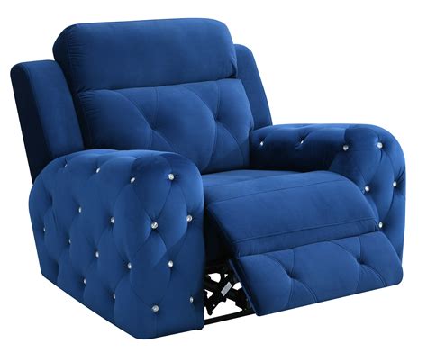 U8311 Blue Velvet Power Recliner Chair at Futonland