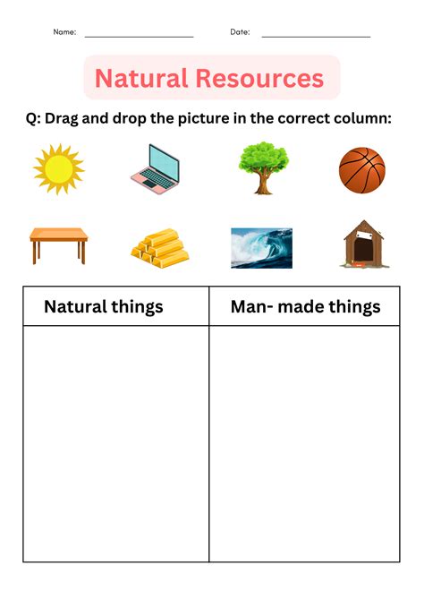 printable natural resources - Natural and Man-made worksheets for grade 1, 2, 3 | Made By Teachers