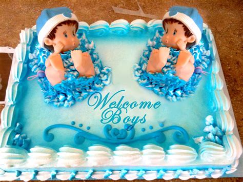 Hector's Custom Cakes: Boy Baby Shower Cake-Twin Boy Baby Shower Cake