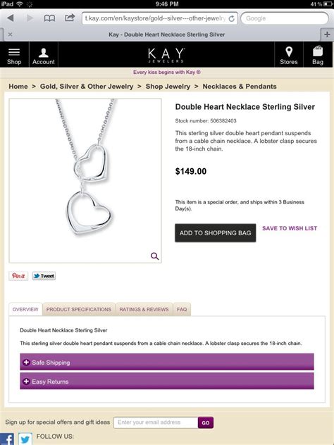 Heart necklace from Kays | Heart necklace, Double heart necklace, Heart pendant