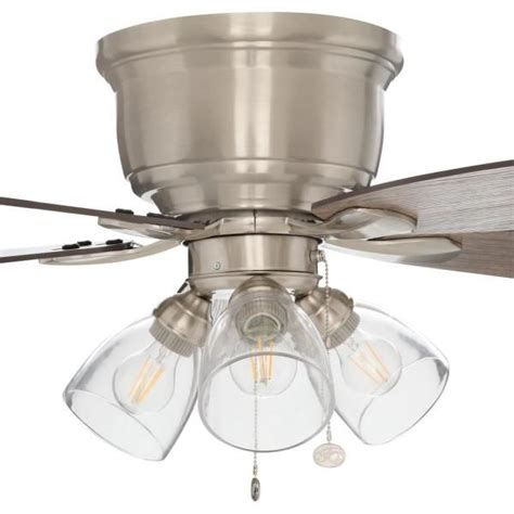 Hampton Bay Stoneridge 52 in. Indoor LED Brushed Nickel Hugger Ceiling Fan with Light Kit, 5 ...