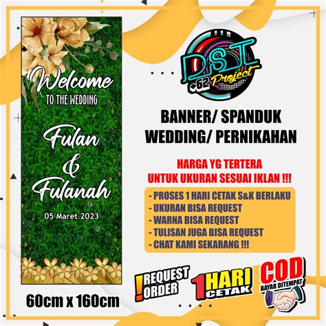 Jual BANNER / SPANDUK WEDDING PERNIKAHAN MODEL C 60 x 160 | Shopee ...