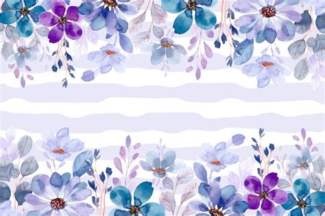 Free Vector | Blue purple flower garden background with watercolor