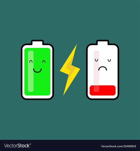 Cartoon battery icon full battery and low Vector Image