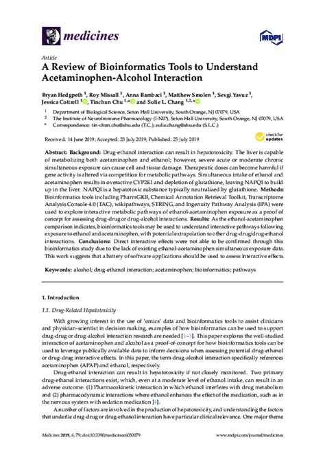 (PDF) A Review of Bioinformatics Tools to Understand Acetaminophen-Alcohol Interaction | Sulie ...