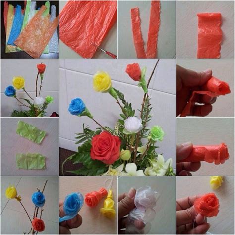 Plastic Bag Roses | Paper flowers, Paper flowers craft, Paper flower wall