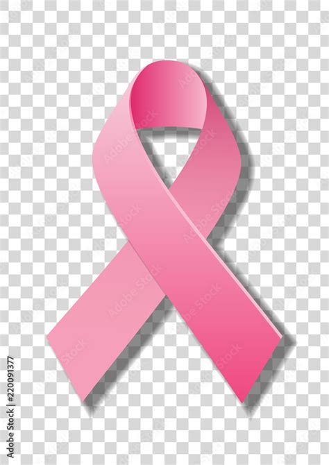 Realistic pink ribbon, breast cancer awareness symbol, isolated on transparent background ...