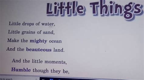 Explanation of poem“Little things” - YouTube