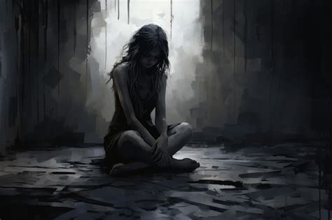 Premium AI Image | Depression art sad depressed girl