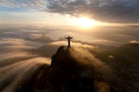 Breathtaking shot of Christ the Redeemer taken from 1,500 feet above ...