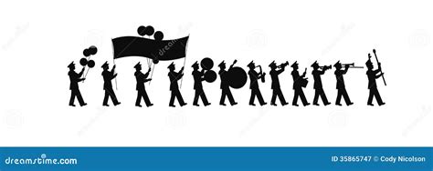 Large Marching Band In Silhouette Stock Image - Image of drums, parade ...