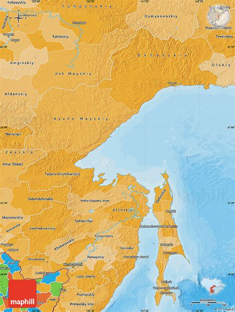 Political Shades Map of Khabarovsk Krai