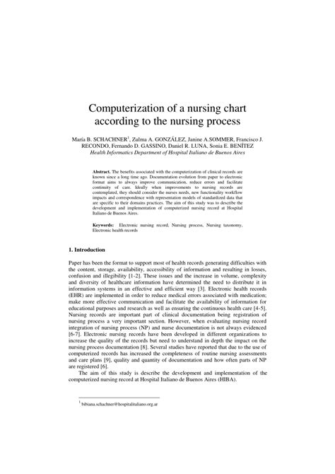 (PDF) Computerization of a Nursing Chart According to the Nursing Process