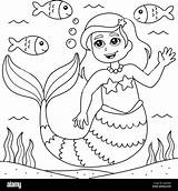 Mermaid Coloring Page For Kids Stock Vector Image & Art  Alamy sketch template