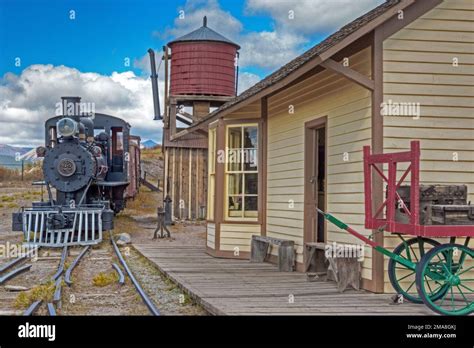 Steam Engine at old west train station Stock Photo - Alamy