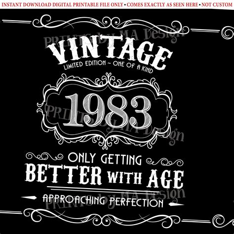 1983 Birthday Sign, Vintage Better with Age Poster, Whiskey Theme Decoration, PRINTABLE 24x36 ...