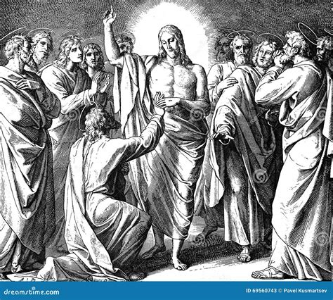 Jesus Appears to Thomas stock image. Image of engraving - 69560743