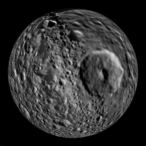 Mimas, one of the moons of Saturn | Saturns moons, Saturn, Astronomy