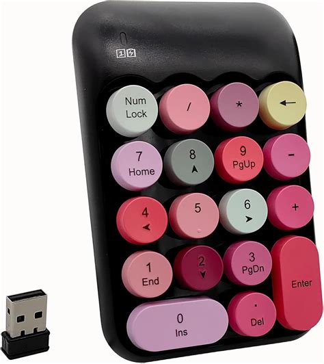 JINGYANG Wireless Number Pad, Ergonomic Cute Colorful Retro Mini Portable Numeric Keypad, 2.4G ...