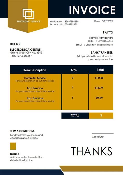 WORD of Electronic Service Invoice.docx | WPS Free Templates