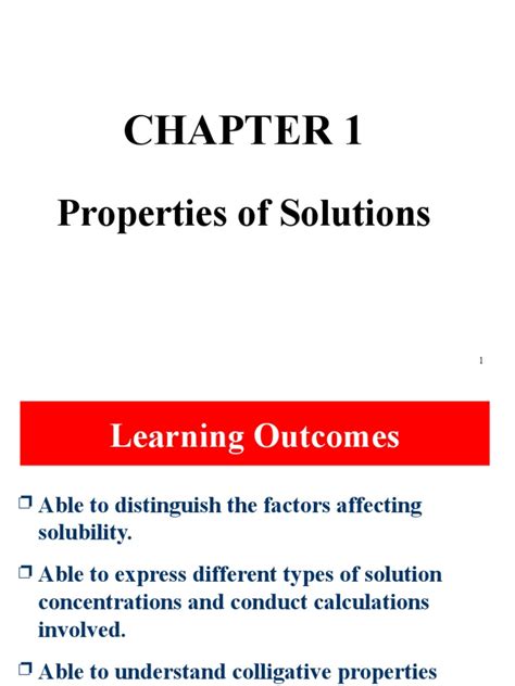 Chapter 01 Properties of Solution | PDF | Solubility | Solution