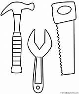 Hammer Saw And Wrench  Coloring Page Tools sketch template
