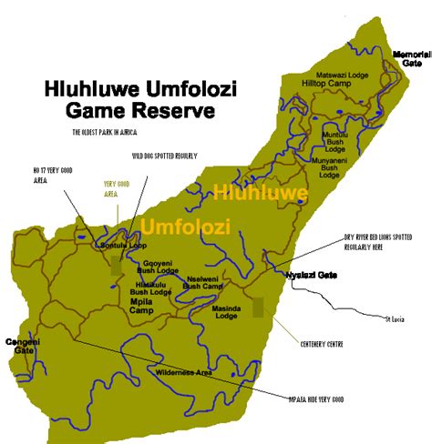 Hluhluwe / Imfolozi Sighting Map - Hluhluwe Game Reserve