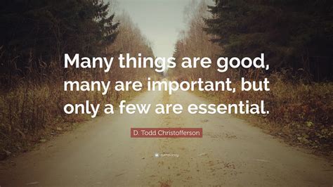 D. Todd Christofferson Quote: “Many things are good, many are important ...