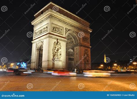 Arc De Triomphe at Night stock image. Image of light - 154556983