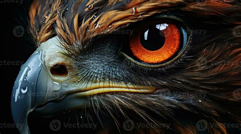 Intense Bird of Prey Gaze, Close-Up of Red-tailed Hawk's Eyes and Full ...