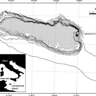 Map of the Mediterranean Sea showing the location of Lampedusa island ...