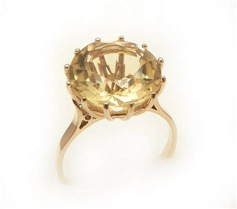 Vintage Yellow quartz ring – Stunning 10ct quartz – Vintage gold ring – Statement ring ...