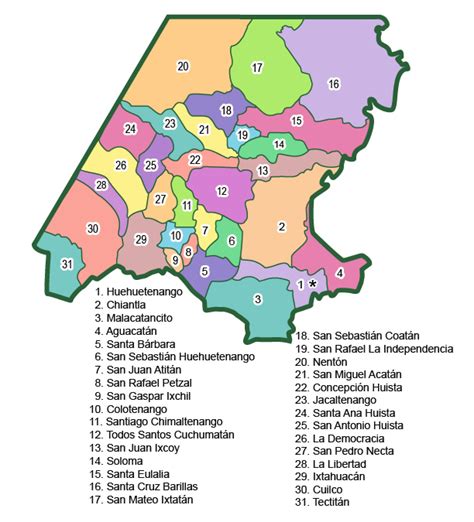 Municipalities of Huehuetenango - Full size