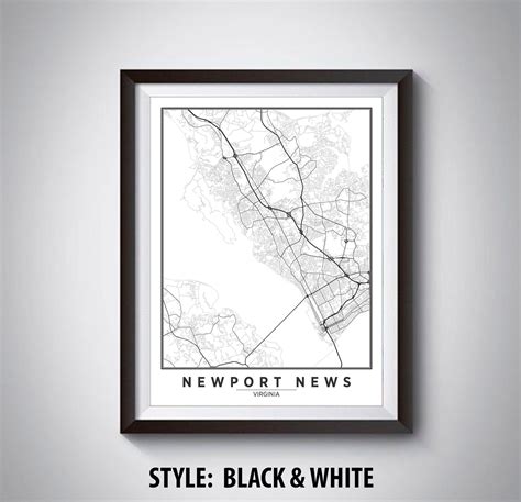 Map of Newport News VA Newport News Map Newport News | Etsy