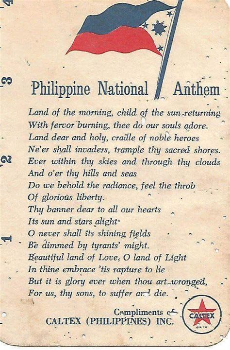 Philippine National Anthem In Spanish Lyrics