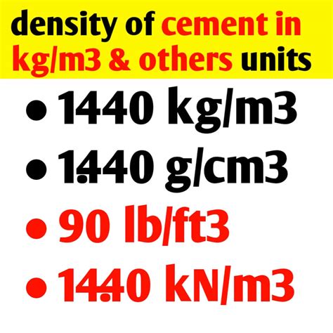 Density of Cement Sand and Aggregate in Kg/m3 | list of material ...