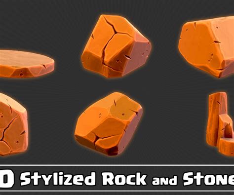 ArtStation - 50 Stylized Rock & Stone Game Ready+ IMM Brush | Game Assets