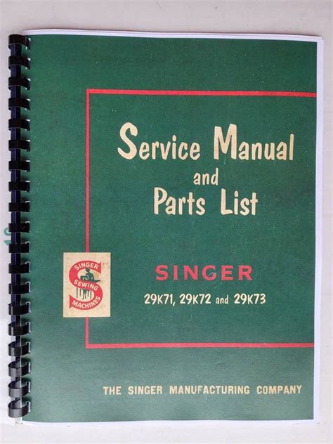 Singer 29K Service Manual & Parts List for 29K71 29K72 | Etsy | Manual, List, Singer