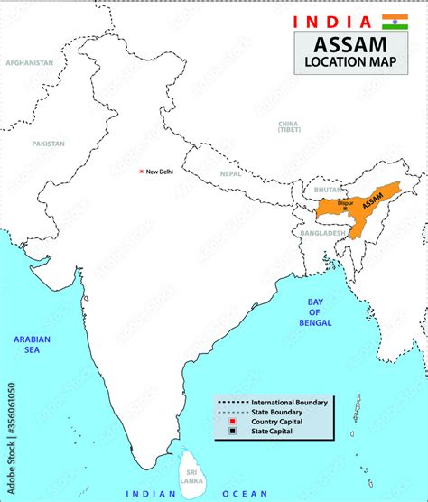 Assam map. Political and administrative map of Assam with districts ...