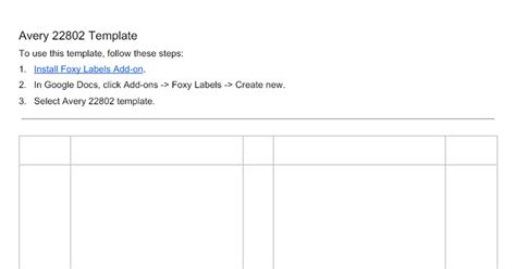 Template compatible with Avery 22802 (Made by FoxyLabels.com) - Google Docs