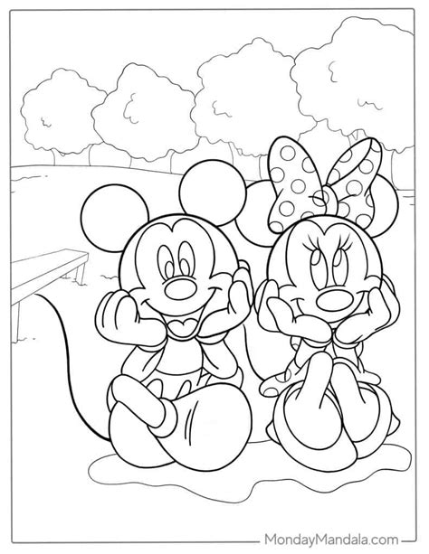 Mickey Mouse And Minnie Mouse Together Coloring Pages