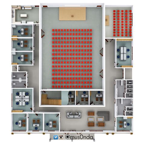 Conference Hall with office space | Four bedroom house plans, Office floor plan, Bedroom house plans