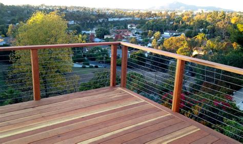 Redwood Deck and Cable Railing - Modern - Deck - Other - by San Diego Cable Railings