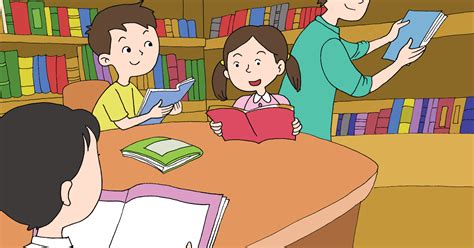 Kartun Membaca Buku Di Perpustakaan : Belajar Anak Elemen Perpustakaan ...