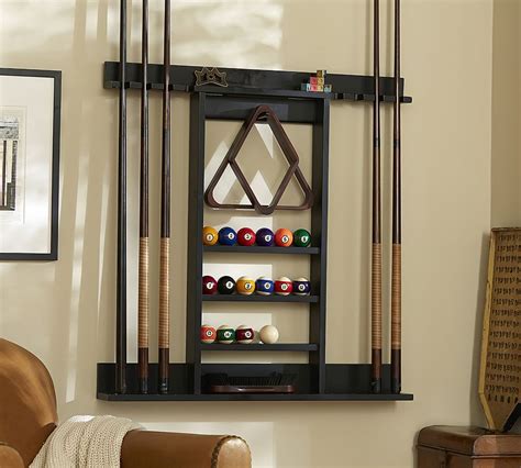 Cue Stick Wall Mount Storage Rack, Berry Black Finish at Pottery Barn | Pool table accessories ...