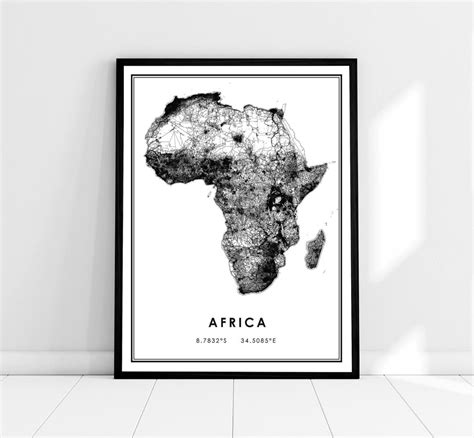 Africa Map Print Poster Canvas Africa Road Map Print Poster Canvas - Etsy