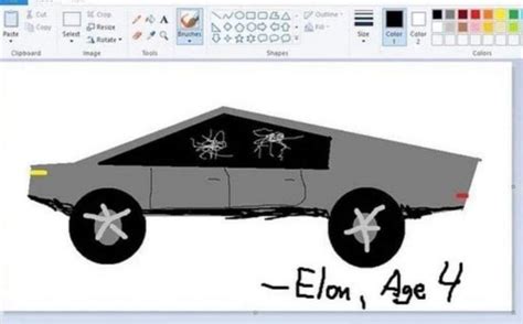 PHOTO Elon Musk At Age 4 Drawing The Tesla Cybertruck In Microsoft Paint