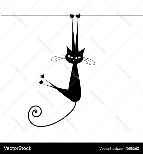 Funny cat silhouette black for your design Vector Image