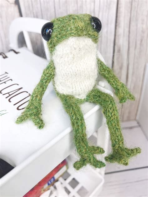 Knitted Frog in Striped Sweater Crochet Green Froggy Toy - Etsy