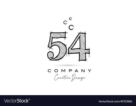 Hand drawing number 54 logo icon design Royalty Free Vector